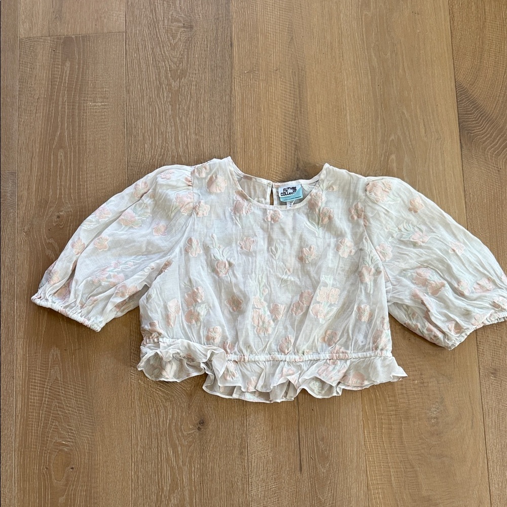 Future Collective Floral Puff Sleeve Sheer Blouse XXL